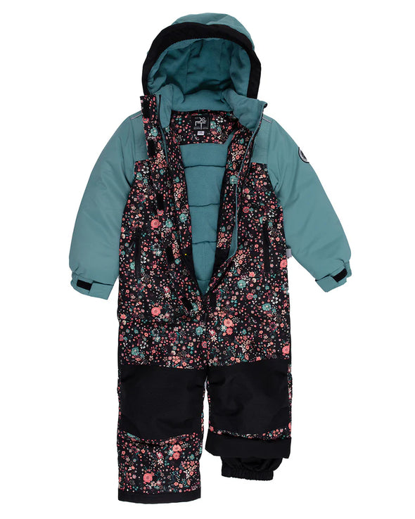 Peluche & Tartine - Habit de Neige une-pièce Christina fleurs turquoise