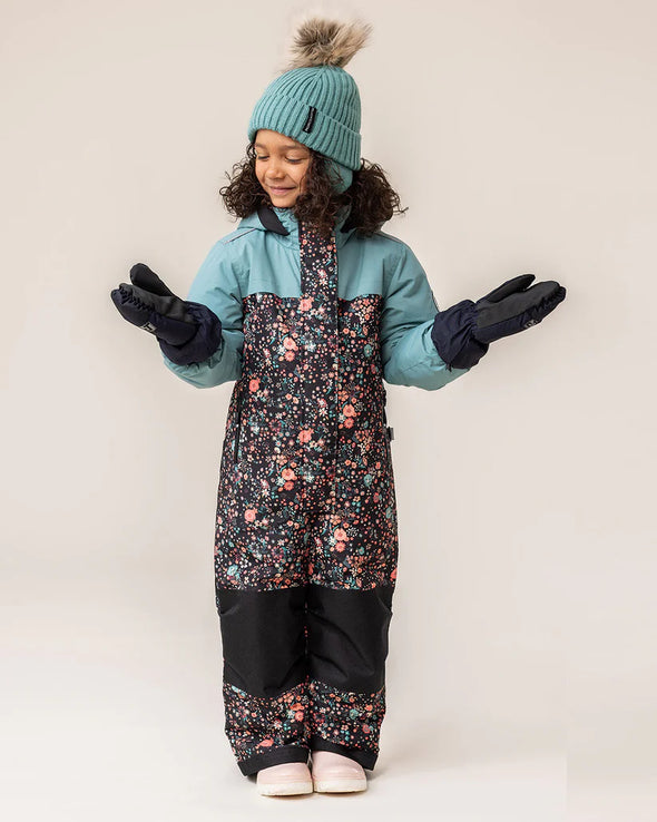Peluche & Tartine - Habit de Neige une-pièce Christina fleurs turquoise