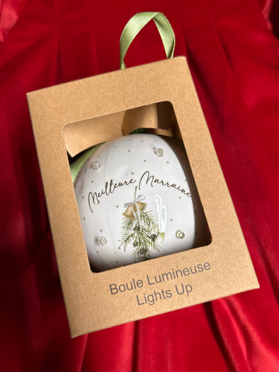 Ornement boule illum. meilleurs marraine