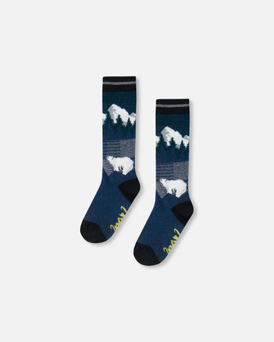 Deux par Deux - Chaussettes de ski bleu sarcelle