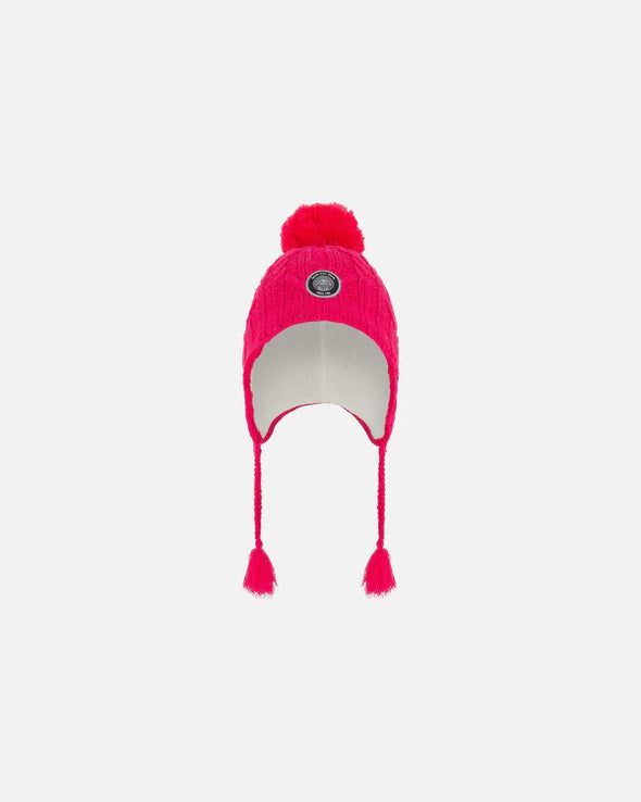 Deux par Deux - Bonnet péruvien en tricot rose fuschia
