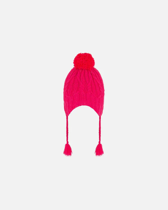Deux par Deux - Bonnet péruvien en tricot rose fuschia