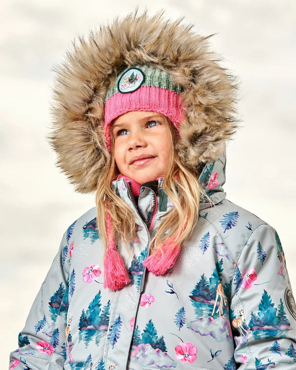 Deux par Deux - Bonnet péruvien en tricot rose et dégradé de vert