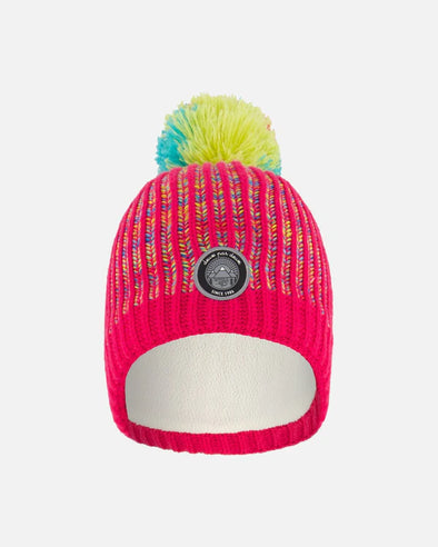 Deux par Deux - Bonnet en tricot rose et multicolore
