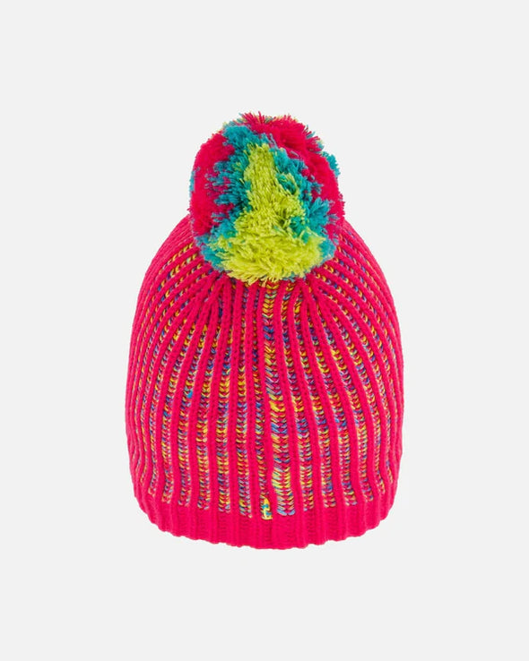 Deux par Deux - Bonnet en tricot rose et multicolore