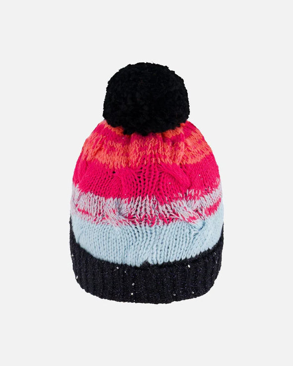 Deux par Deux - Bonnet en tricot dégradé de bleu, corail et fuschia