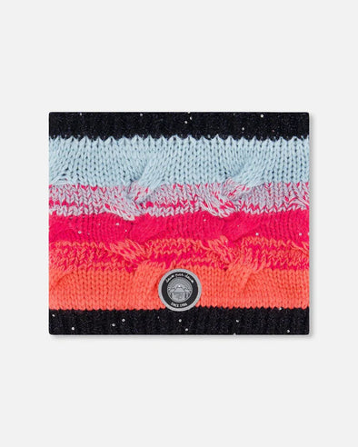 Deux par Deux - Cache-cou en tricot dégradé de bleu, corail et fuschia
