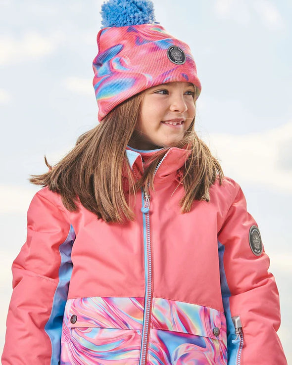 Deux par Deux - Bonnet en tricot marbré rose et bleu ciel