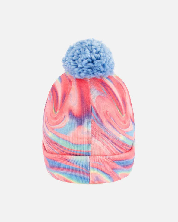Deux par Deux - Bonnet en tricot marbré rose et bleu ciel