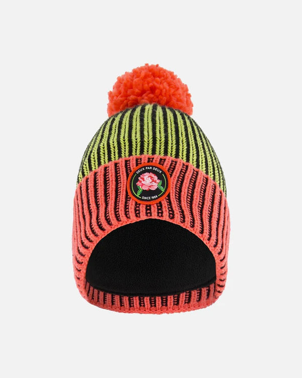 Deux par Deux - Bonnet en tricot noir, lime et corail
