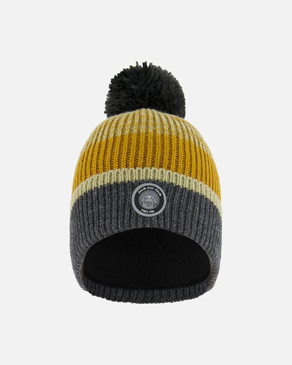 Deux par Deux - Bonnet en tricot gris, épice et sauge
