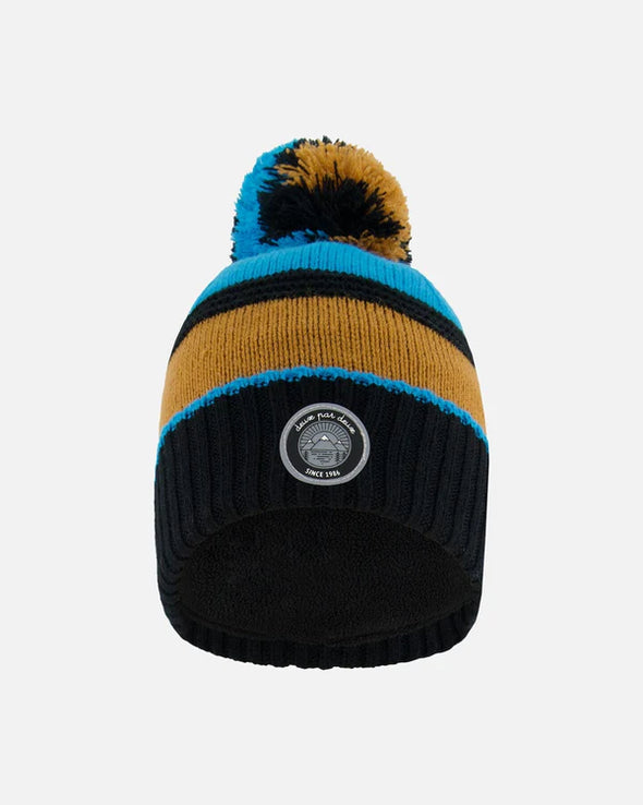 Deux par Deux - Bonnet en tricot bleu, noir et épice