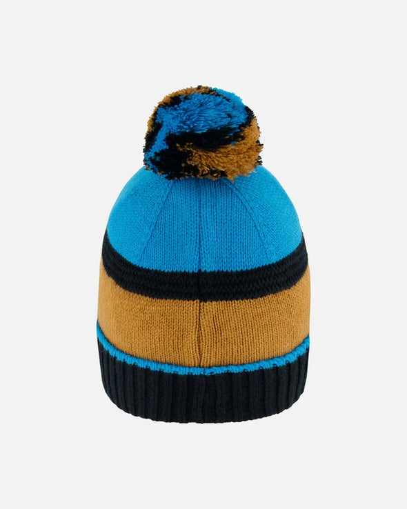 Deux par Deux - Bonnet en tricot bleu, noir et épice