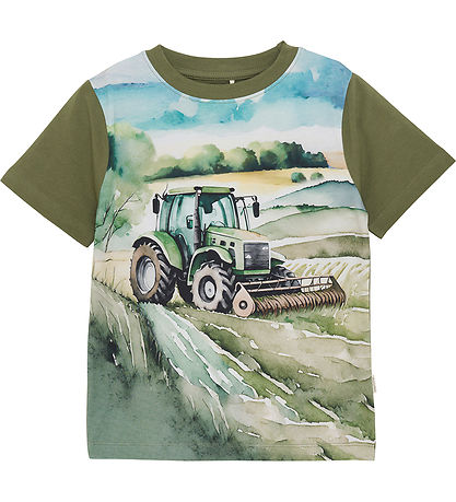 Minymo -  t-shirt tracteur olive