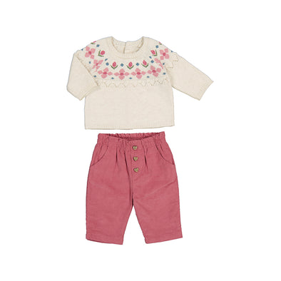 Mayoral - Ens. pantalon rose et chandail maille