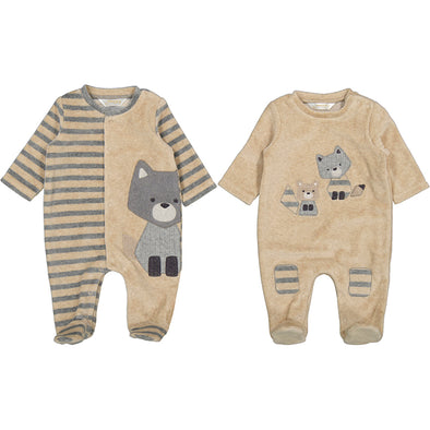 Mayoral - Pyjamas velour rayé renard