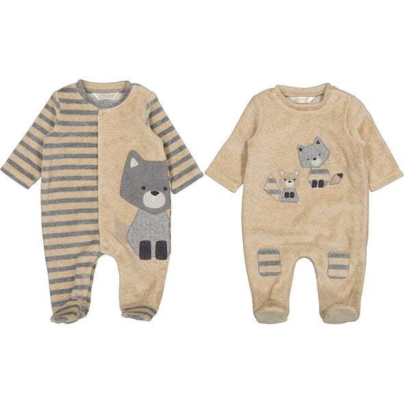Mayoral - Pyjamas velour rayé renard