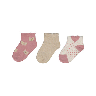Mayoral - 3 paires de chaussettes ourson rose