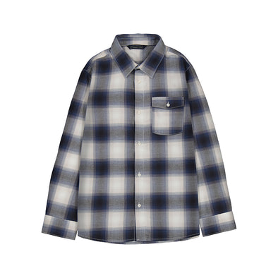 Mayoral - Chemise m/l carreaux flanelle bleu
