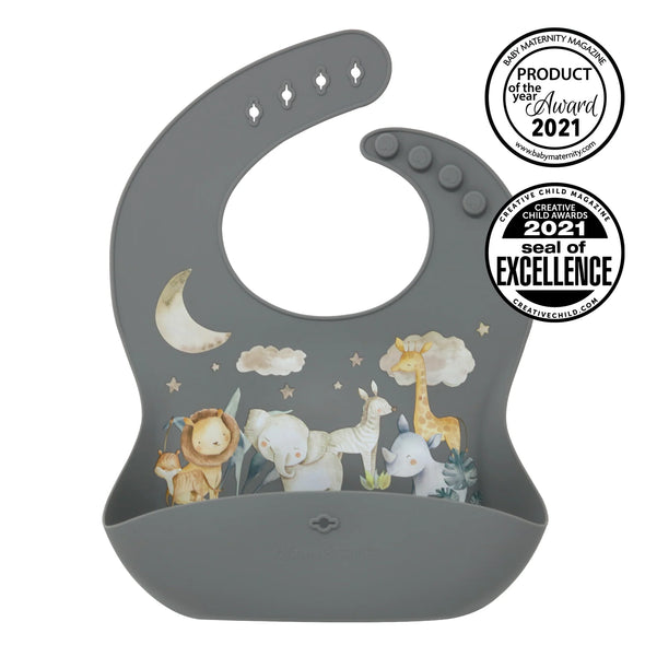 Bavoir alimentaire en silicone - safari