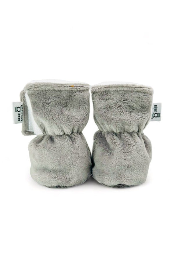 Bébé Ô Chaud - Pantoufles à velcro – Gris