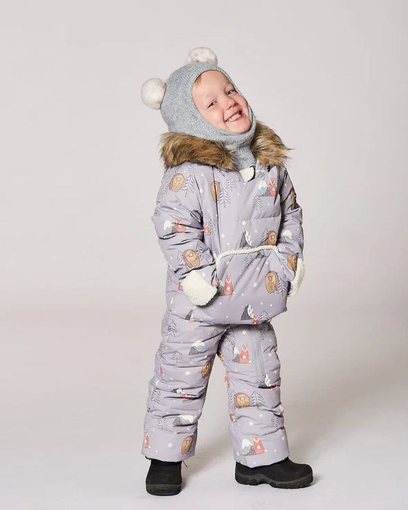 Deux par deux - Ensemble de neige BABY SNUG conçue pour siège d’auto gris imprimé ours