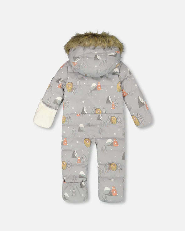 Deux par deux - Ensemble de neige BABY SNUG conçue pour siège d’auto gris imprimé ours