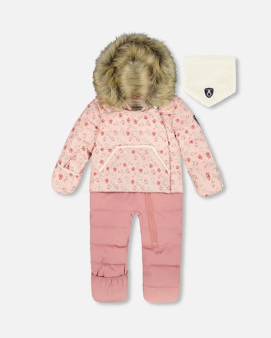 Deux par deux - Ensemble de neige BABY SNUG conçue pour siège d’auto rose mini fleurs
