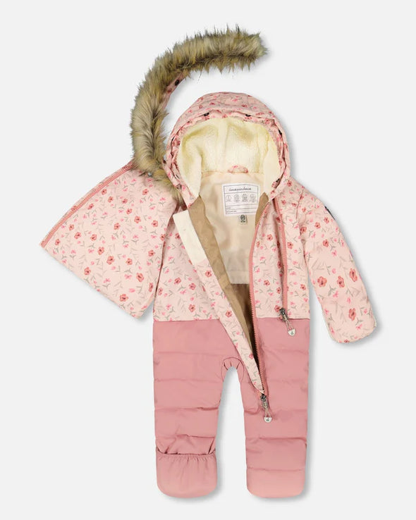 Deux par deux - Ensemble de neige BABY SNUG conçue pour siège d’auto rose mini fleurs