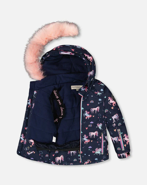 Deux par deux - Habit de neige deux pièces PLAY licorne rose bonbon