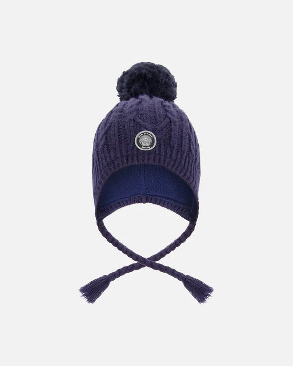 Deux par Deux - Tuque d’hiver doublé avec pompon marine