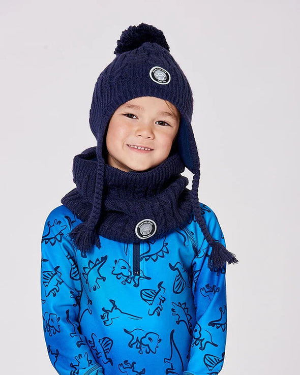 Deux par Deux - Tuque d’hiver doublé avec pompon marine