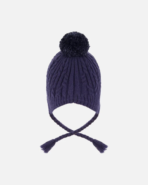 Deux par Deux - Tuque d’hiver doublé avec pompon marine