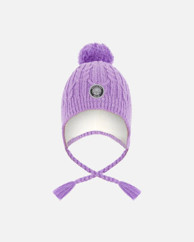 Deux par Deux - Tuque d’hiver doublé avec pompon lavande