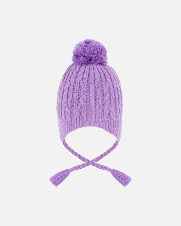 Deux par Deux - Tuque d’hiver doublé avec pompon lavande