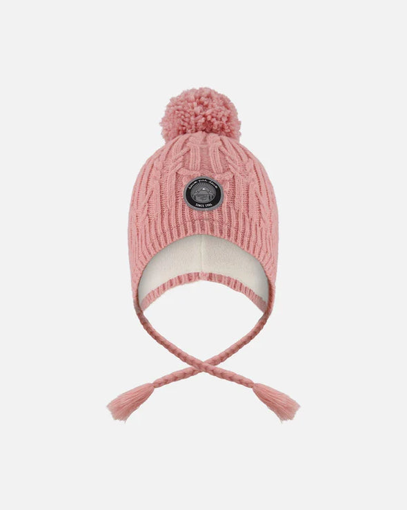 Deux par Deux - Tuque d’hiver doublé avec pompon vieux rose