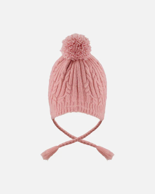 Deux par Deux - Tuque d’hiver doublé avec pompon vieux rose