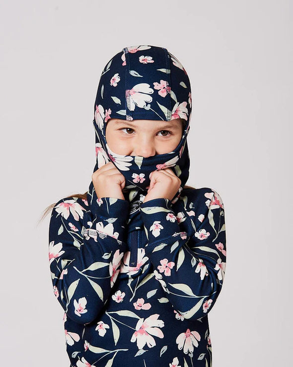 Deux par Deux - Cagoule en jersey brossé marine imprimé fleurs
