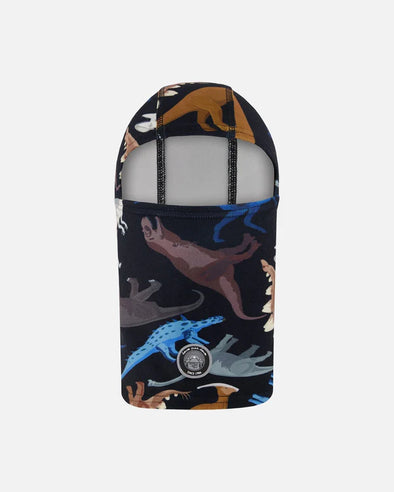 Deux par Deux - Cagoule en jersey brossé noir imprimé dinosaures