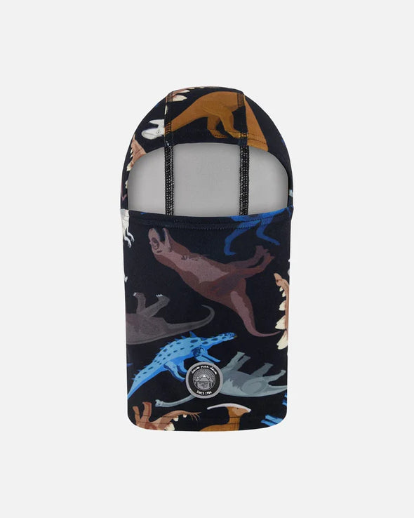 Deux par Deux - Cagoule en jersey brossé noir imprimé dinosaures