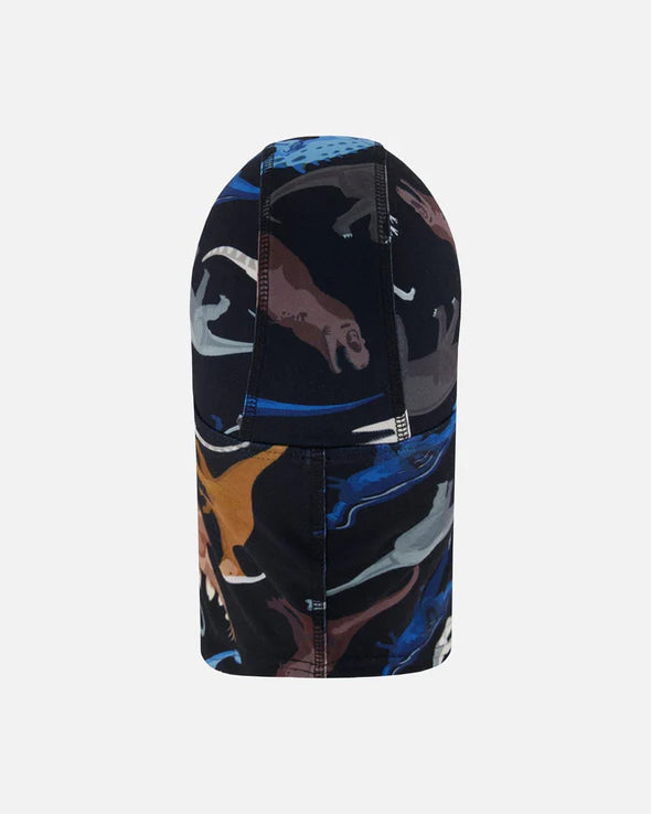 Deux par Deux - Cagoule en jersey brossé noir imprimé dinosaures