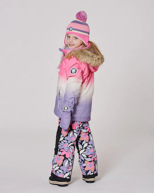 Deux par Deux - Tuque en tricot doublé à pompon rose et mauve