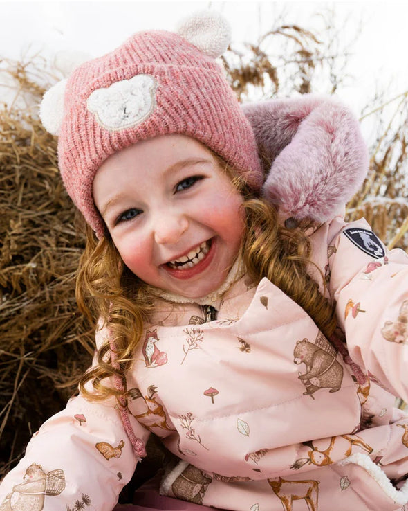 Deux par Deux - Tuque en tricot doublé avec cache-oreilles pink