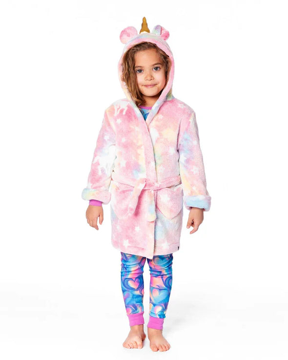 Deux par deux - Peignoir en peluche "brille dans le noir" multicolore