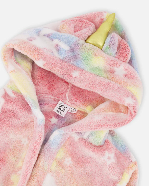 Deux par deux - Peignoir en peluche "brille dans le noir" multicolore