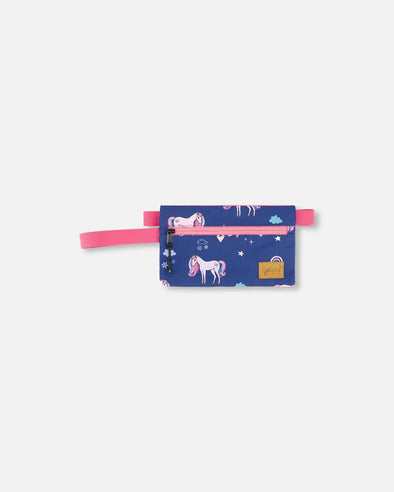 Deux par Deux - Trousse à crayons double marine imprimé licornes