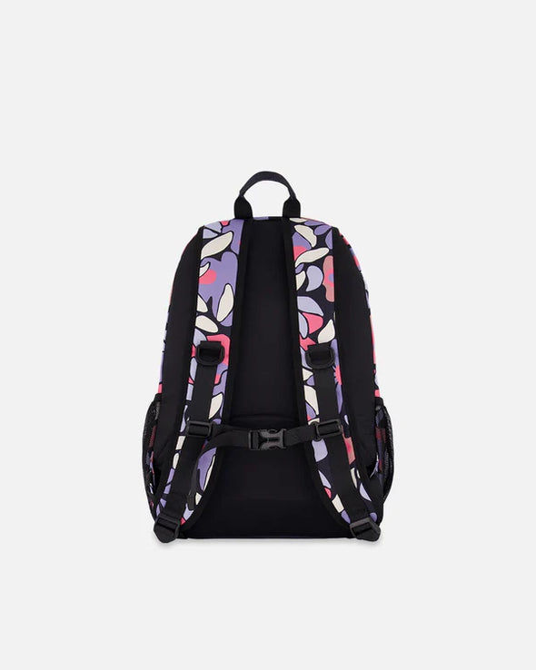Deux par Deux - Sac à dos noir imprimé fleurs rétro pour enfants