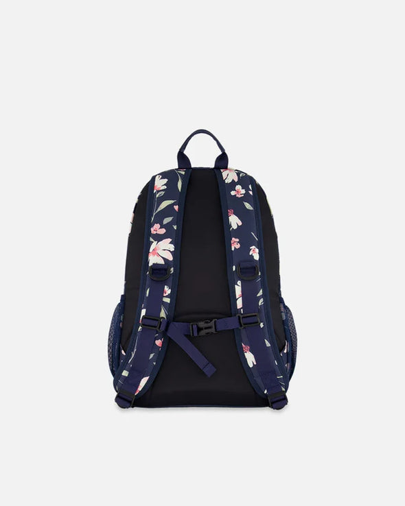 Deux par Deux - Sac à dos marine imprimé fleurs pour enfants