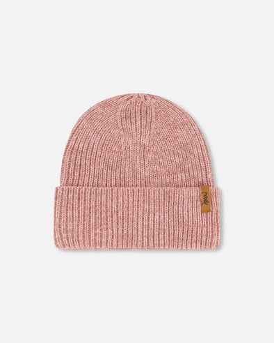 Deux par deux - Bonnet en tricot mi-saison vieux rose