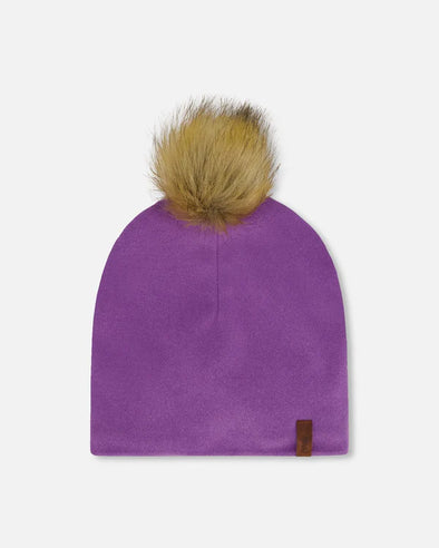 Deux par Deux - Bonnet en jersey mi-saison avec pompon lavande